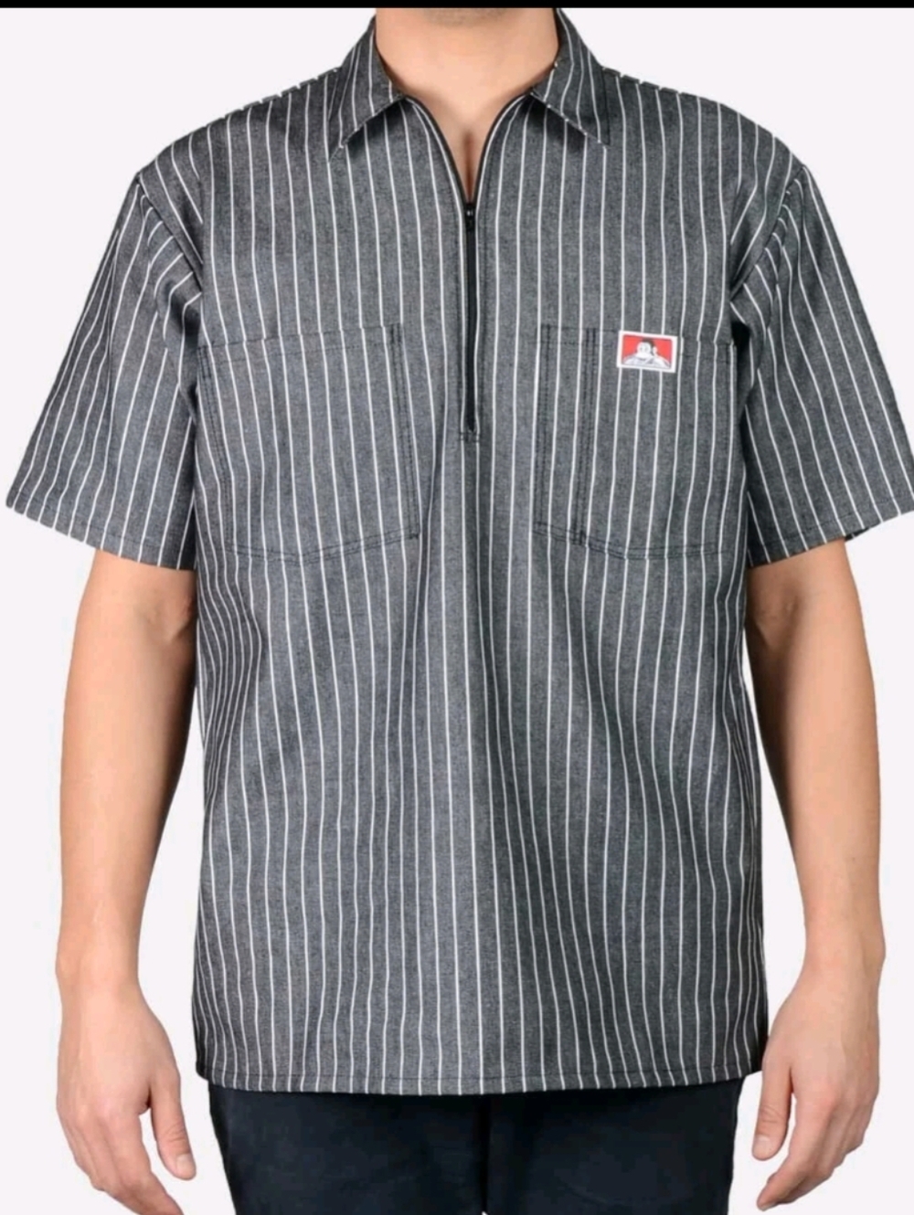 Vintage Ben Davis 1/2 Zip Black Pinstripe Railroad Shirt, Men's , NWT